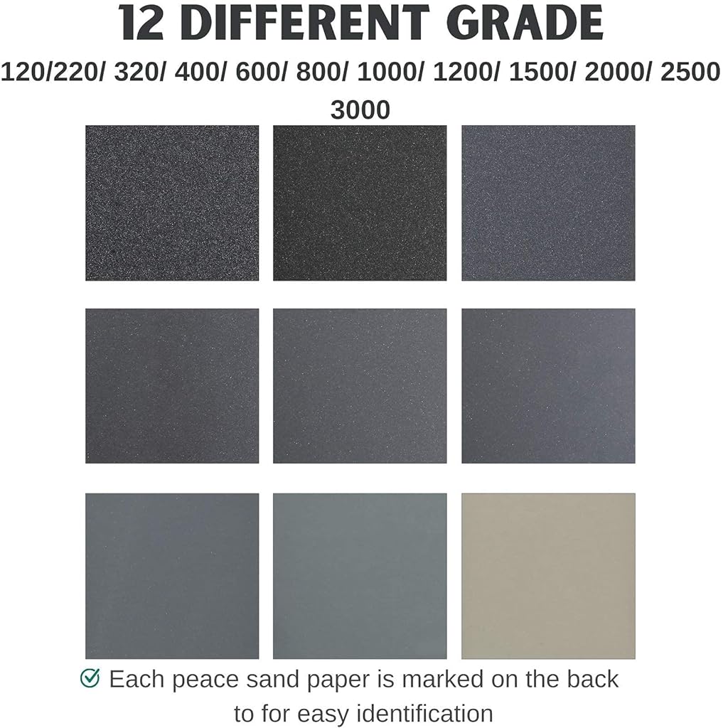 HASTHIP® 36PCS Sanding Paper Set Upgraded Dry Wet Waterproof Sandpaper for Surface Wood Furniture Automotive Polishing 9×3.6inch HASTHIP® 36PCS Sanding Paper Set Upgraded Dry Wet Waterproof Sandpaper for Surface Wood Furniture Automotive Polishing 9×3.6inch